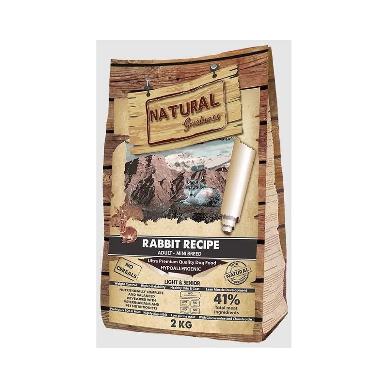 Hrana uscata caini Natural Greatness ASK79LR02, seniori, iepure, 2 kg, 27% proteine, fara cereale image 0