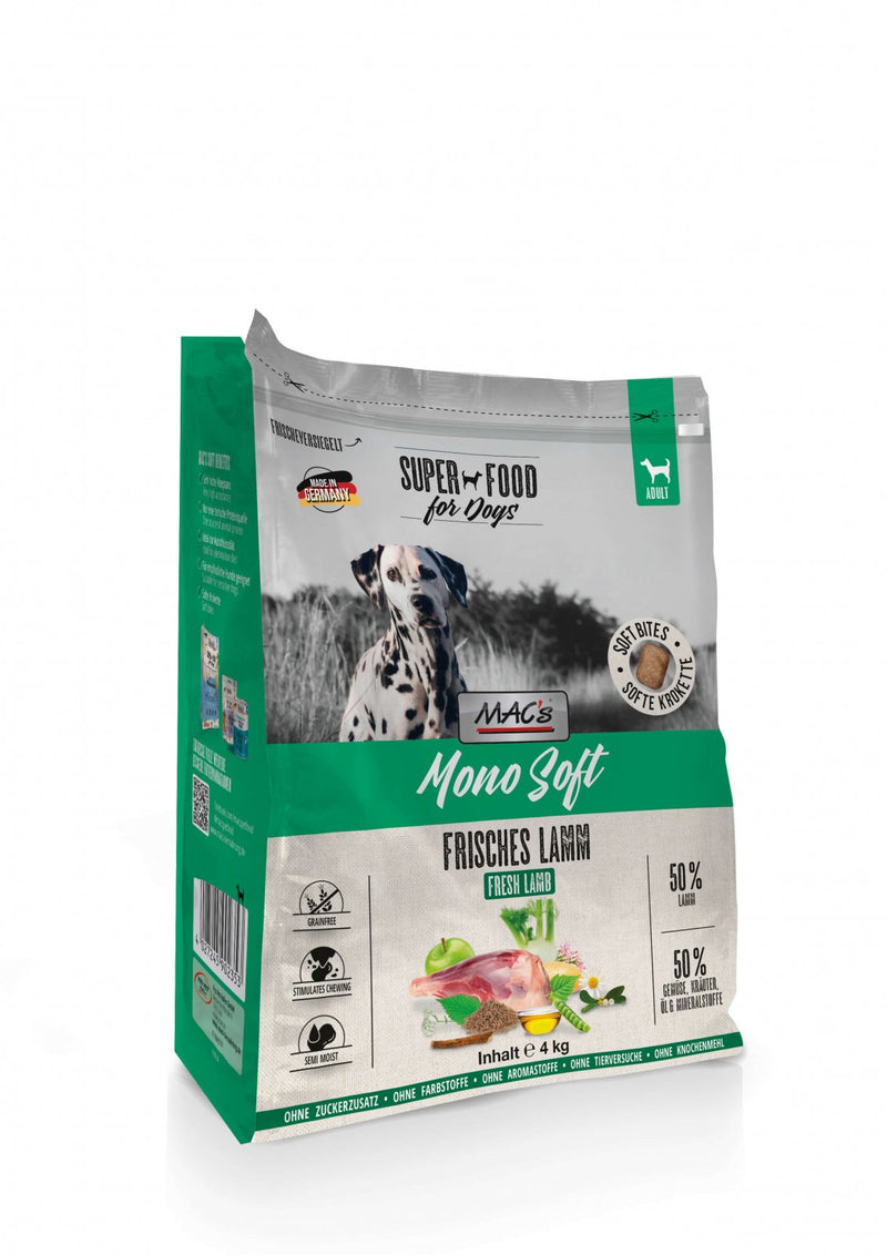 Hrana Uscata Caini MAC's Dog Mono Soft Fresh Lamb, 4kg, 50% Miel Proaspat, Hipoalergenica image 0