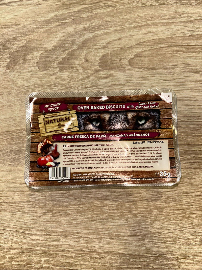Biscuiti caini Natural Greatness Mini Snack Antioxidant, 50.5% curcan, hipoalergenici, 35g image 0