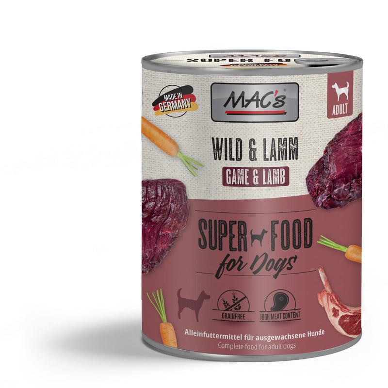 Hrana umeda caini MAC's Wild Lamb 800g, miel vanat, ingrediente naturale, usor digerabil image 0