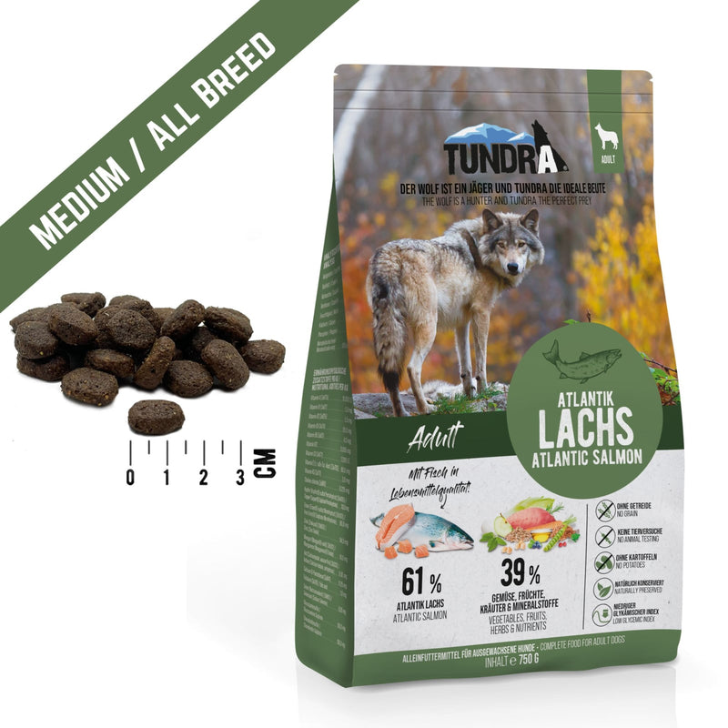 Hrana uscata caini TUNDRA 16124, somon, fara cereale, 750g, adulti Mini & Medium image 0
