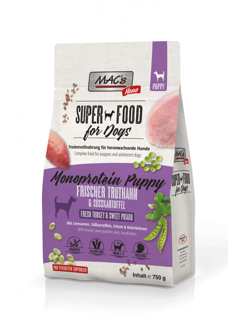 Hrana uscata caini MACs Dog Mono Puppy, curcan 52%, 750g, proteine 32%, grasimi 19.5% image 0