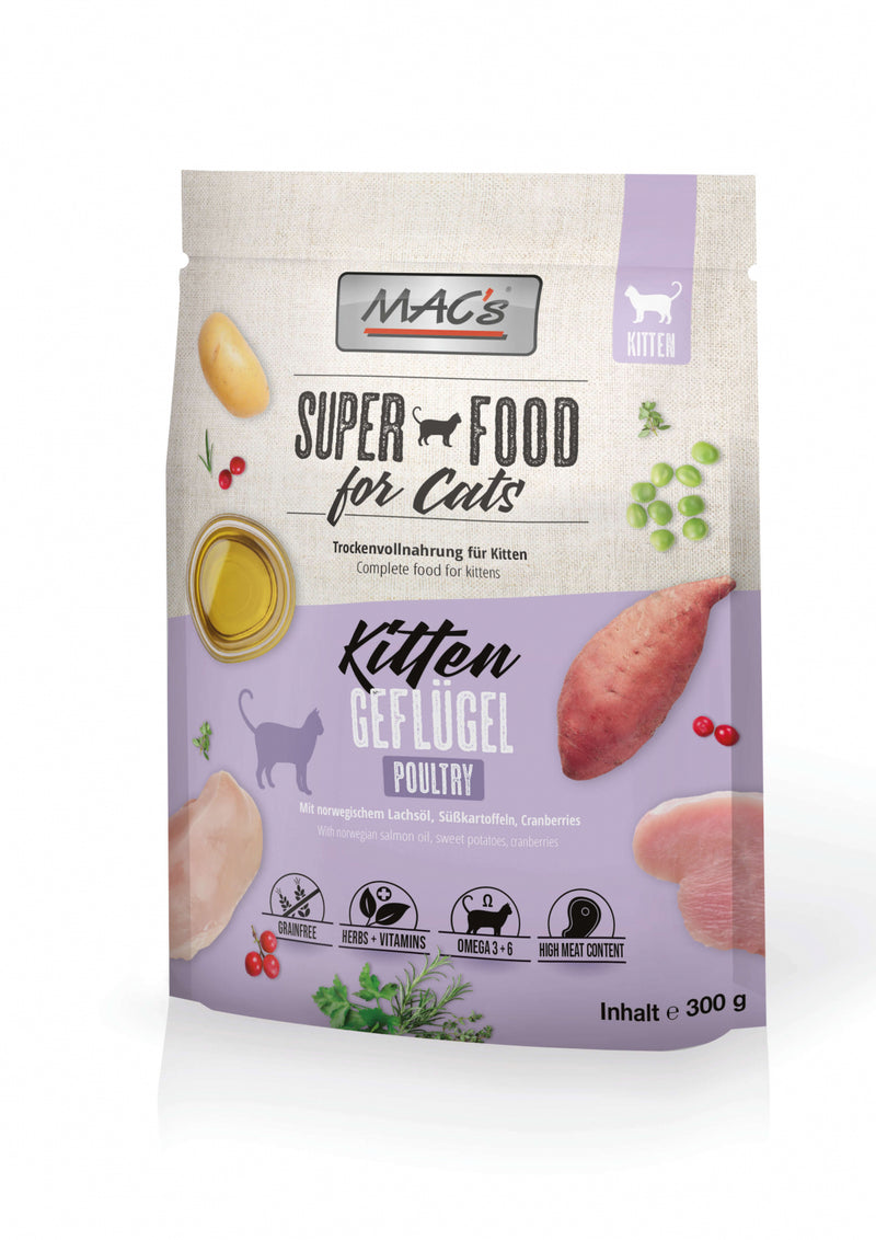 Hrana pisici MAC's Kitten 80514, 64% carne pasare, ulei somon, fara cereale, 300g image 0