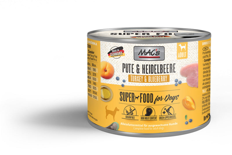 Hrana umeda caini MACs Dog Curcan 93.7% carne, afine, ingrediente naturale, 200g image 0