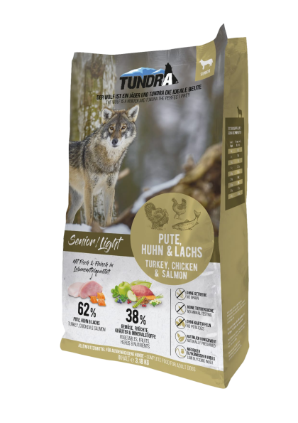 Hrana caini TUNDRA Senior Light 16142, carne pasare somon, 30% proteina, 3.18kg image 0