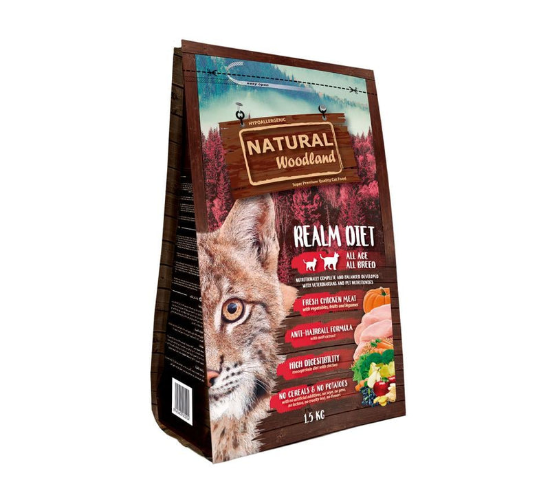 Hrana pisici Natural Woodland Realm Diet C538, pui 69% carne, 40% proteina, 1.5 kg image 0