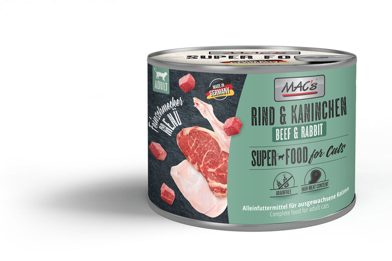Hrana umeda pisici MAC's 827, carne vita 70.3%, iepure 28.7%, 200g, fabricat Germania image 0