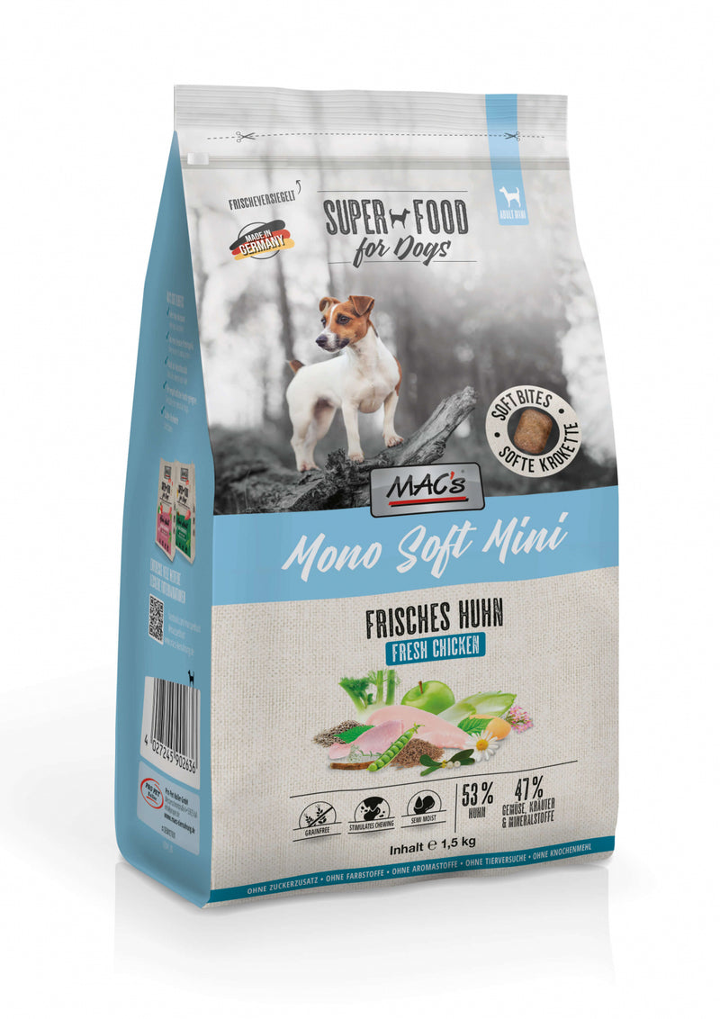 Hrana uscata caini MAC's Dog Mono Soft Fresh Chicken, 1.5kg, 53.5% pui, 24% proteine image 0