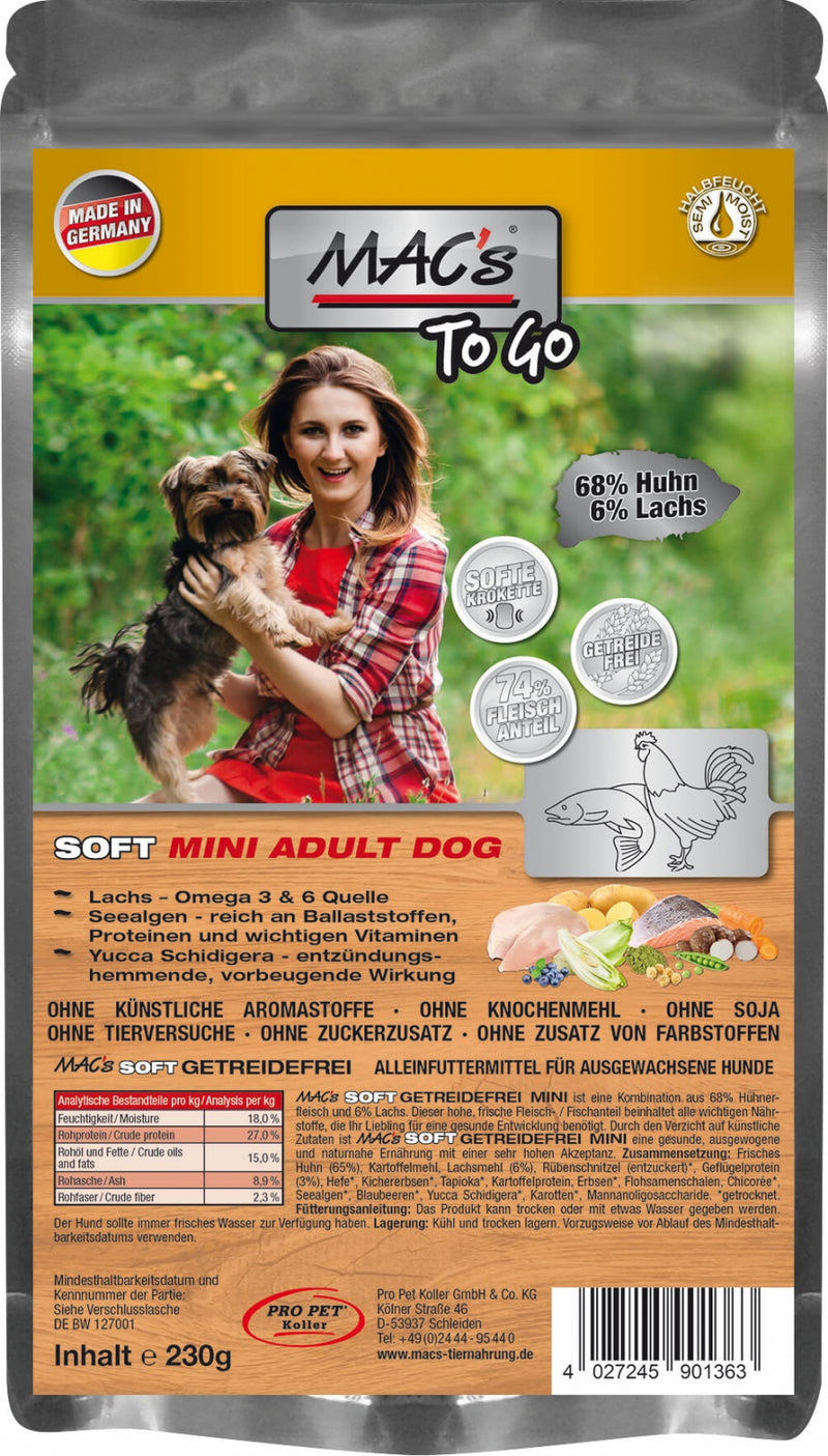 Hrana caini MACs Dog Soft Mini 90704, pui, somon, 230g, dinti sensibili image 0