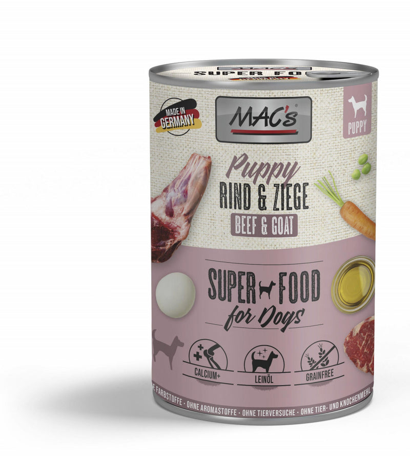 Hrana umeda caini MAC's Dog Puppy, vita si capra, 400g, fara cereale image 0