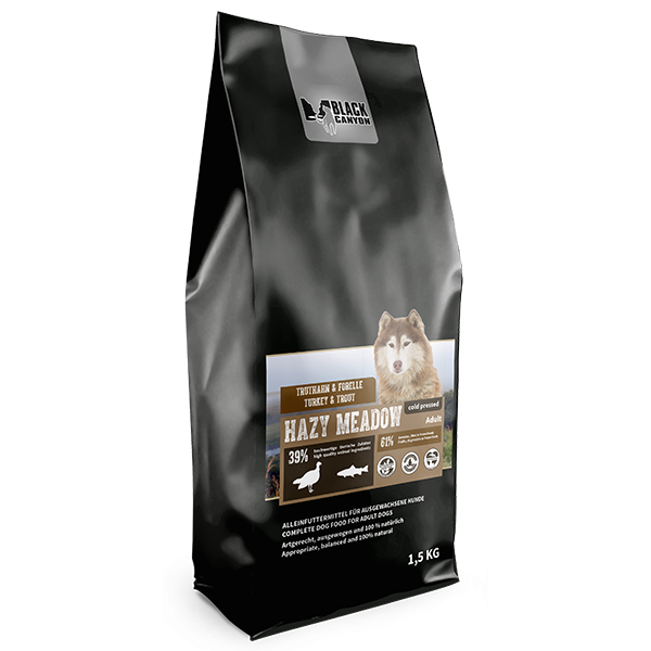 Hrana uscata caini BLACK CANYON Curcan si Pastrav, 1,5 kg