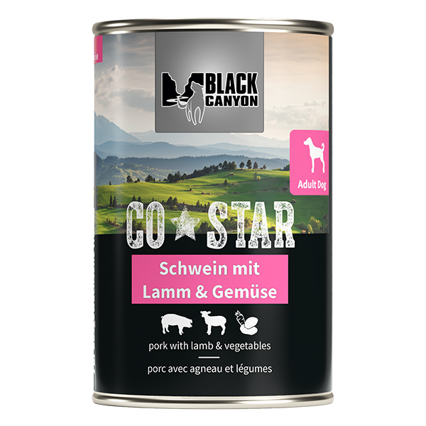 Black Canyon Dog CoStar Pork with Lamb and Vegetables 410g (Porc, miel si legume)