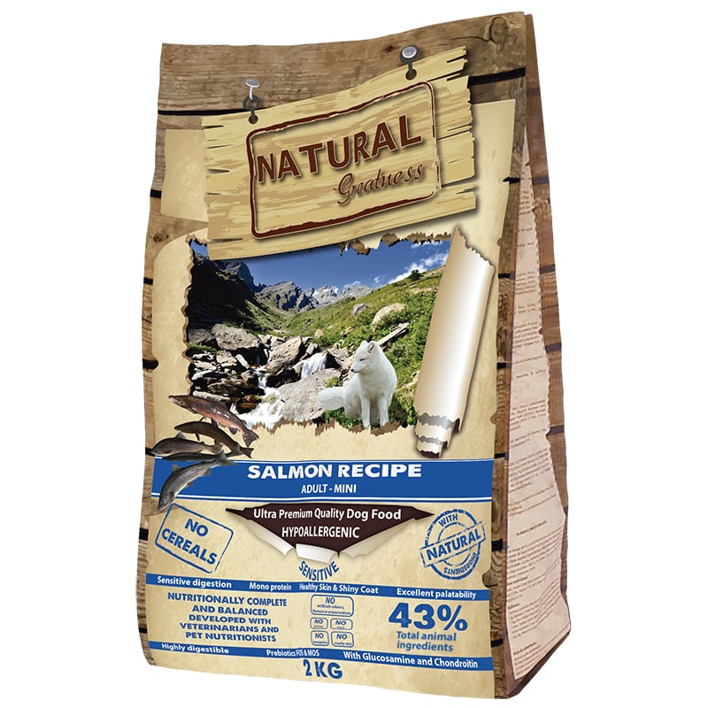 Hrana caini Natural Greatness Salmon Recipe Mini, hipoalergenica, fara cereale, omega 3 si 6, 2kg image 0