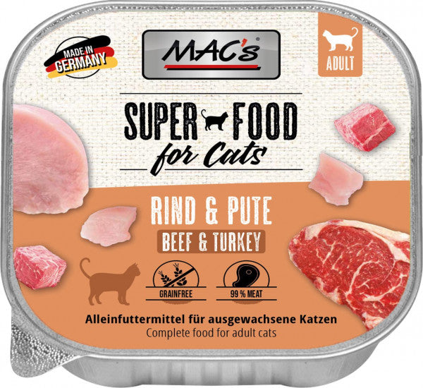 Hrana umeda pisici MAC's 505, carne vita 57.2%, curcan 41.8%, taurina, 100g image 0
