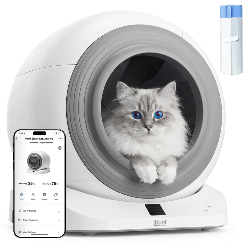 Litiera Automata Smart Cat Litter V5 Cu Spray Deodorizare, Wi-Fi, Senzori, Aplicatie Smart