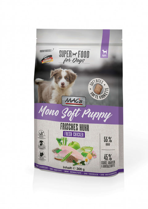Hrana uscata caini MAC's Dog Mono Soft Puppy, pui 55.5%, proteine 26%, 300g image 0