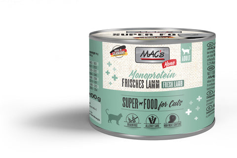 Hrana umeda pisici MAC's Cat Mono fresh Lamb 830, miel 96.8%, fara cereale, 200g image 0