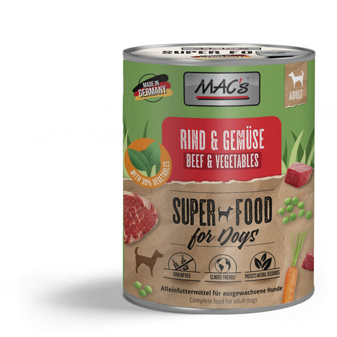 Hrana umeda caini MACs 344, 69% carne vita, 20% morcovi, 10% mazare, 800g image 0