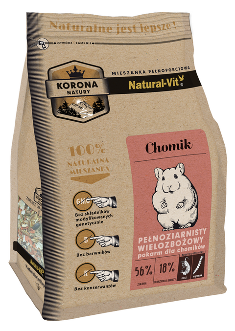 Hrana hamsteri Natural Crown Amestec, cereale integrale, prebiotice, viermi de faina, 750g image 0