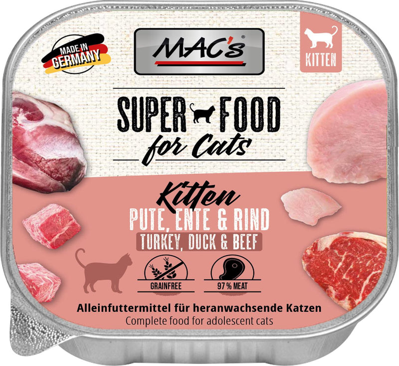 Hrana umeda pisici MAC's Cat Kitten 100g, curcan, vita, rata, fara conservanti artificiali image 0