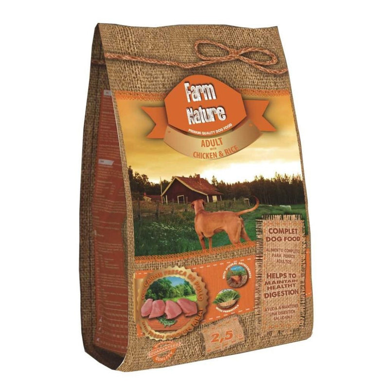 Hrana uscata caini Farm Nature, pui orez, 2.5kg, 38% carne, 30% proteine brute, 3500 kcal/kg image 0