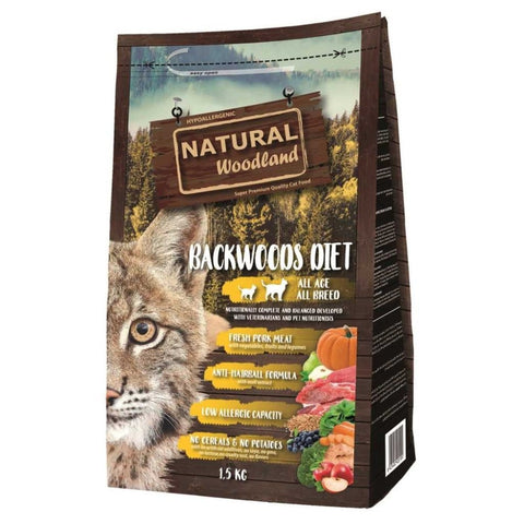 Hrana uscata pisici Natural Woodland ASD72PO5B, 1.5 kg, 40% proteina, carne porc, fara aditivi artificiali image 0