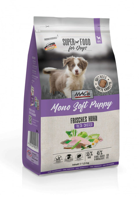 Hrana caini MAC's Dog Mono Soft Puppy 4156, pui proaspat, 1.5kg, fara aditivi, catei in crestere image 0