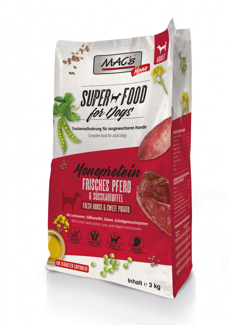 Hrana uscata caini MAC's Mono Fresh Horse 3kg, carne cal, antialergica, 22% proteine image 0