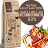 Hrana caini PUFFINS Naturals Mini 16167, pui 58%, miel 14%, 12kg, rase mici