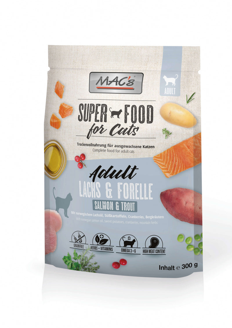 Hrana uscata pisici MACs Cat, somon 44%, pastrav 8%, proteine 34%, 300g image 0