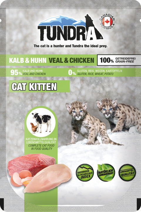 Hrana umeda pisici TUNDRA Kitten 771, 85g, pui si vitel, usor digerabila image 0