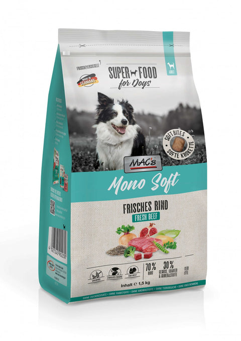 Hrana caini MAC's Dog Mono Soft Beef, 1.5 kg, 70% carne vita, 23.5% proteine, moale image 0