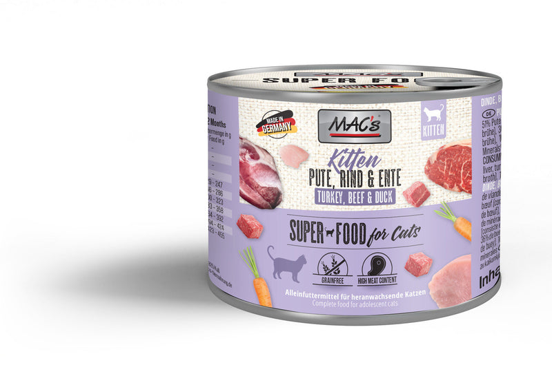 Hrana umeda pisici MAC's 800, 51% curcan, 36% vita, 200g, pentru toate etapele de viata image 0