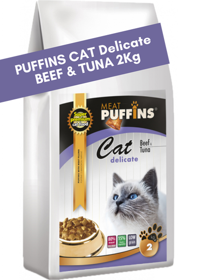 Puffins CAT Delicate Beef  Tuna 2Kg (Vita  Ton) Hrana Uscata Pisici