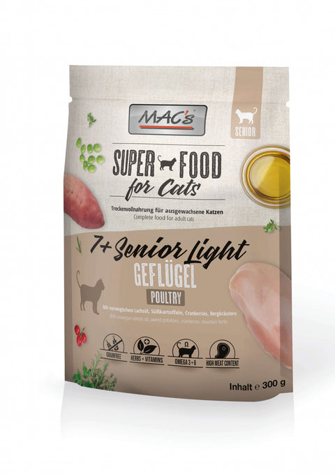 Hrana uscata pisici seniori MACs Cat 7 Senior Light, pasare 54%, proteine 32%, 300g image 0