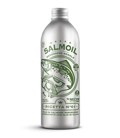 Furaj complementar caini pisici NECONPETFOOD Salmoil, ulei somon 89% Omega 3, beta-caroten zinc, 150ml