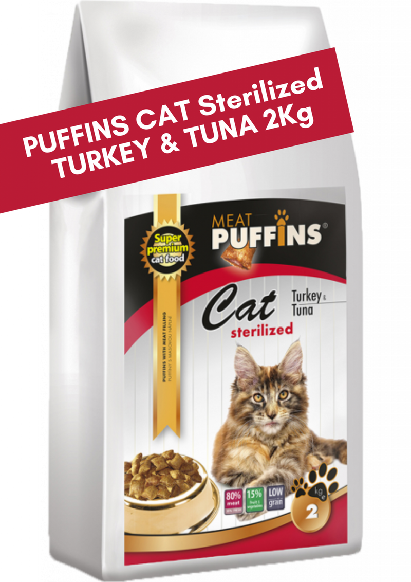 Hrana pisici PUFFINS Naturals 06143, Curcan Ton, 54% carne, Adult Sterilized, 2kg image 0