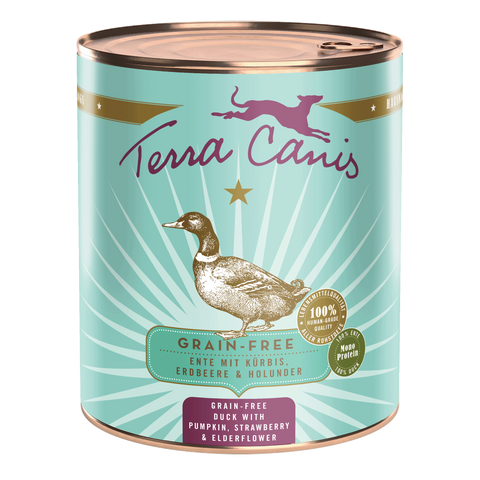 Hrana umeda caini Terra Canis Duck 800g, 50% inima rata, fara cereale, dovleac, capsuni image 0