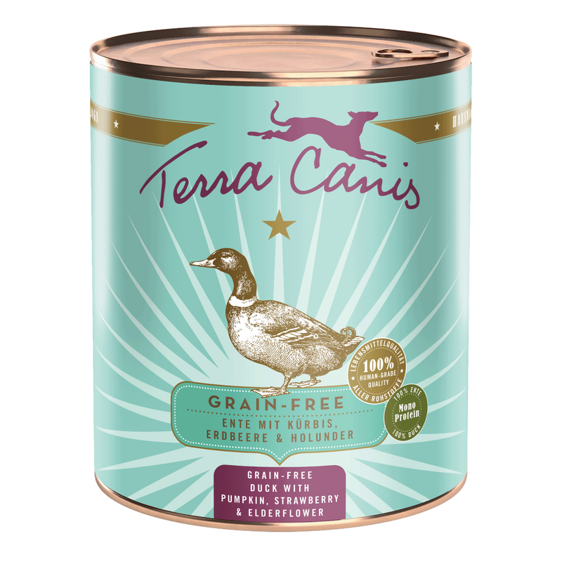Hrana umeda caini Terra Canis Duck 800g, 50% inima rata, fara cereale, dovleac, capsuni image 0