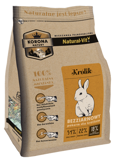 Hrana iepuri Natural Crown Amestec, 750g, pelete ierburi, prebiotice, fara cereale