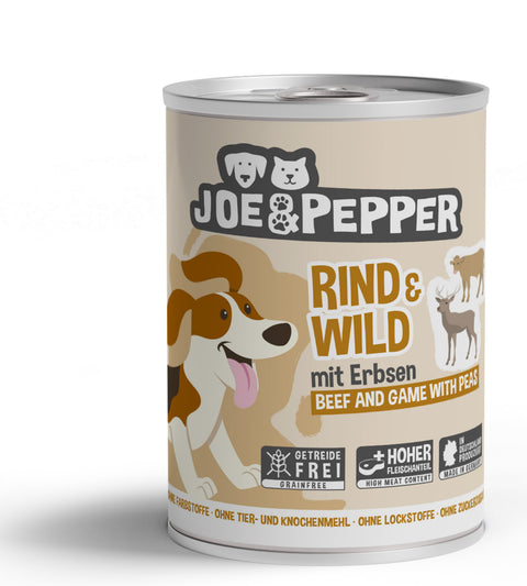 Hrana umeda caini Joe Pepper Vita Vanat Mazare, 400g, 74% carne vita, fara artificiale image 0