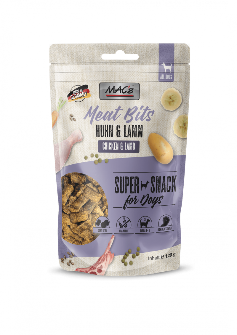 Recompense Caini MAC's Meat Bits C433, pui miel, 82.5% carne, 120g, 34% proteine image 0
