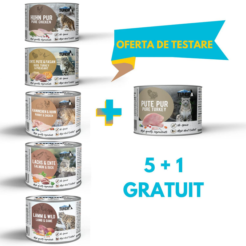 Hrana umeda pisici TUNDRA C450, pui curcan vanat, 200g, 80% umiditate, pack 6 conserve image 0