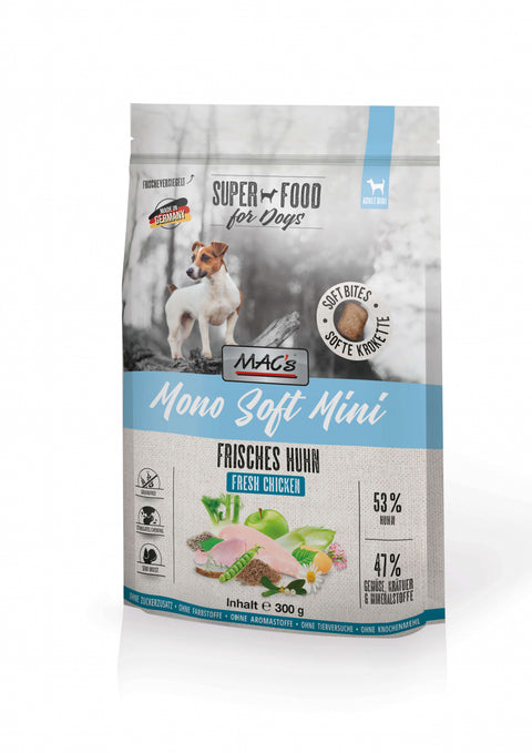 Hrana caini MAC's Dog Mono Soft Pui, 300g, 53.5% carne proaspata, 24% proteine, usor digerabila image 0
