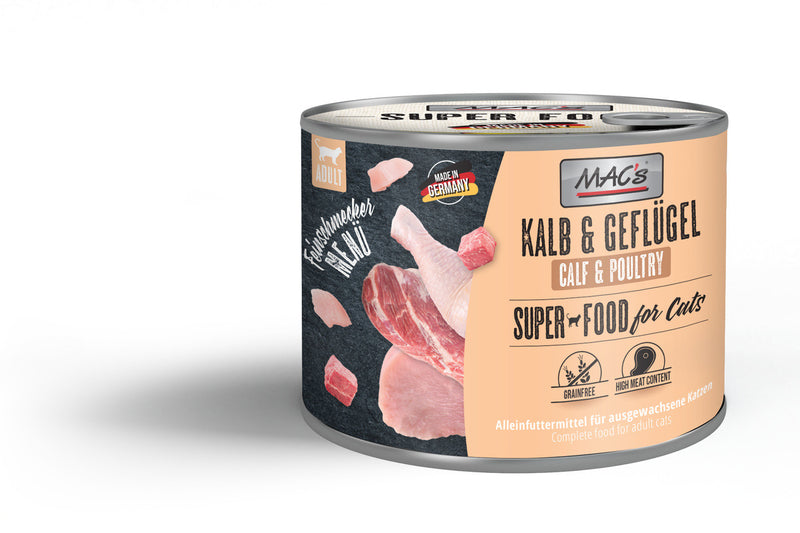 Hrana umeda pisici MAC's 823, vitel 56%, pasare 43%, fara aditivi, 200g, Germania image 0