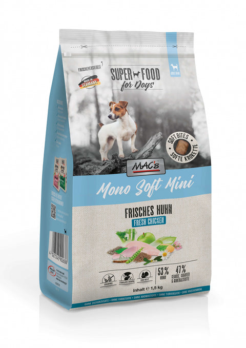 Hrana uscata caini MAC's Dog Mono Soft Fresh Chicken, 1.5kg, 53.5% pui, 24% proteine image 0