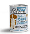 Hrana umeda caini Joe &amp; Pepper 10040, vita 81.5%, pastrav 15%, 400g, pentru catei