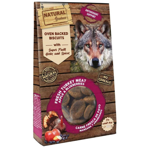 Biscuiti caini Natural Greatness 36408, hipoalergenici, curcan 50.5%, mere afine, 368 kcal image 0