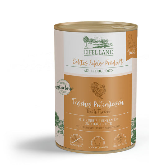 Hrana umeda caini Eifel Land C838, 92% curcan, ingrediente regionale, 800g image 0