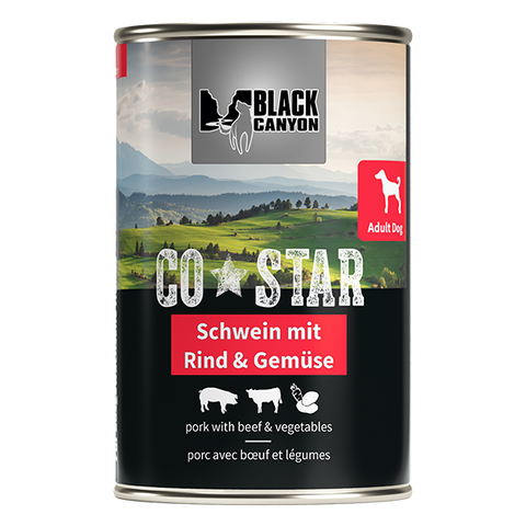 Black Canyon Dog CoStar Pork with Beef and Vegetables 410g (Porc, vita si legume)